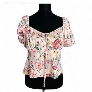BLUE RAIN Floral Puff Sleeve Top XL